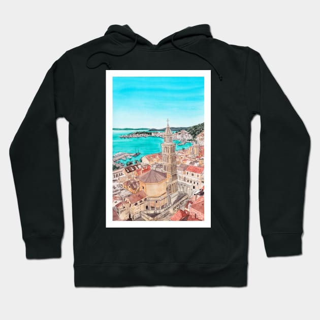 Split Croatia Hoodie by NorrskenArt